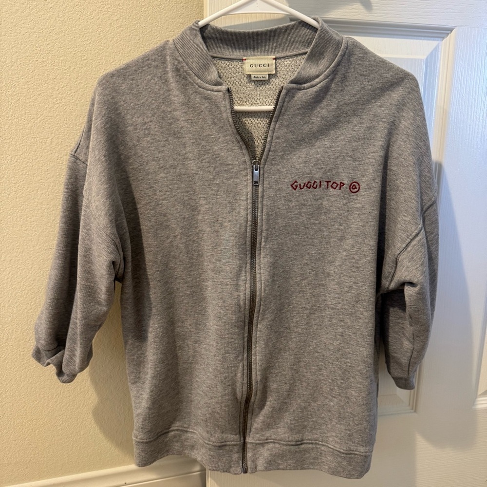 Gucci Gray Casual Zip-Up Jacket Kids Size 12Y (Women XS/S )